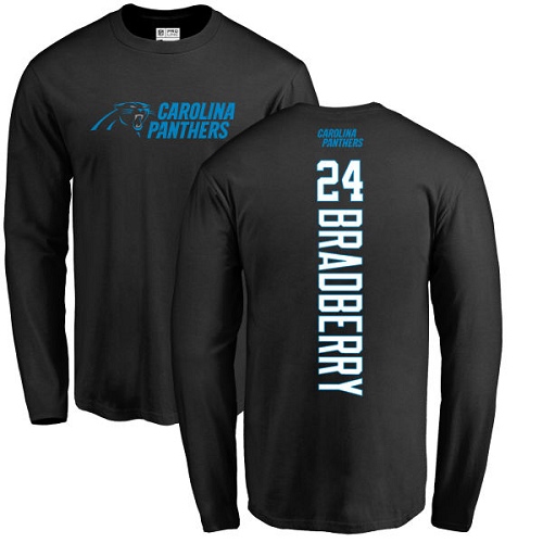 Carolina Panthers Men Black James Bradberry Backer NFL Football #24 Long Sleeve T Shirt
